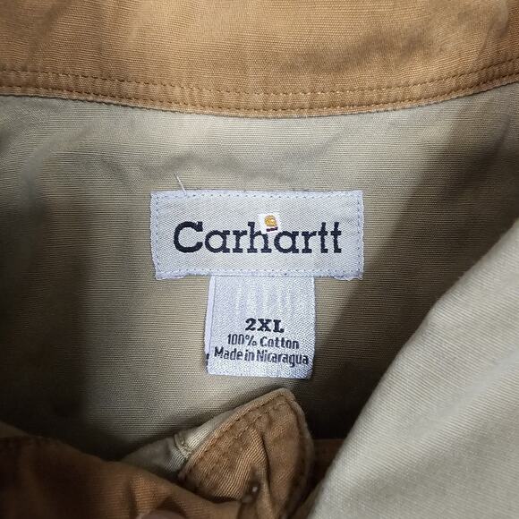 Vintage Carhartt Foreman Shirt XXL Tan Workwear Relaxed Outdoors Heavy Grunge - Picture 4 of 15